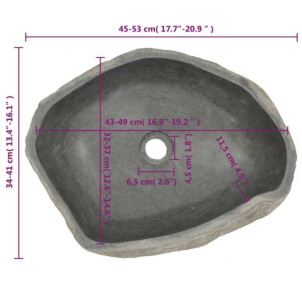 Umyvadlo Říční Kámen Oválné (45–53) X (34–41) Cm