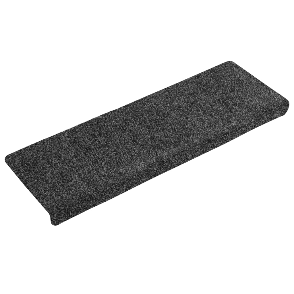 Schodové Rohože Samolepicí 15 Ks 65 X 21 X 4 Cm Tmavě Šedé S Obdélníkovým Okrajem