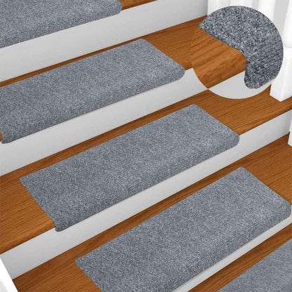 Schodové Rohože Samolepicí 15 Ks 65 X 21 X 4 Cm Tmavě Šedé S Obdélníkovým Okrajem