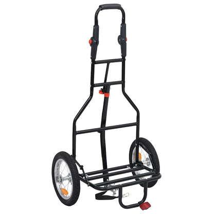 Skládací Vozík Za Kolo S Nákupní Taškou Modrý A Černý