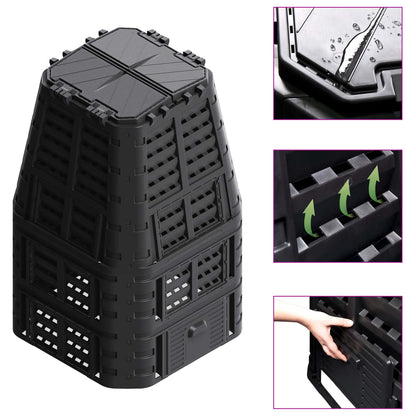 Zahradní Kompostér Černý 93,3 X 93,3 X 113 Cm