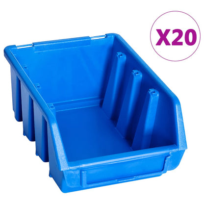 Stohovatelné Úložné Zásobníky 20 Ks Modré Plast