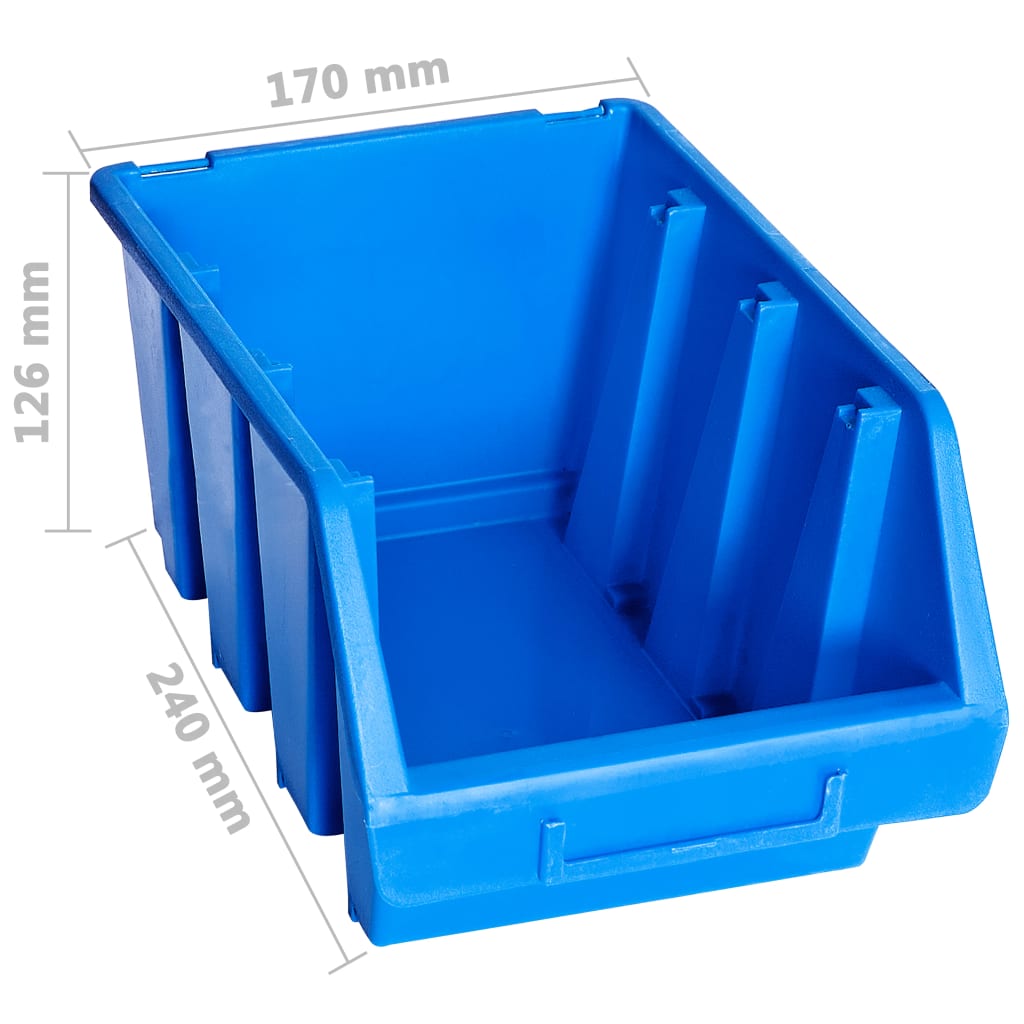 Stohovatelné Úložné Zásobníky 20 Ks Modré Plast
