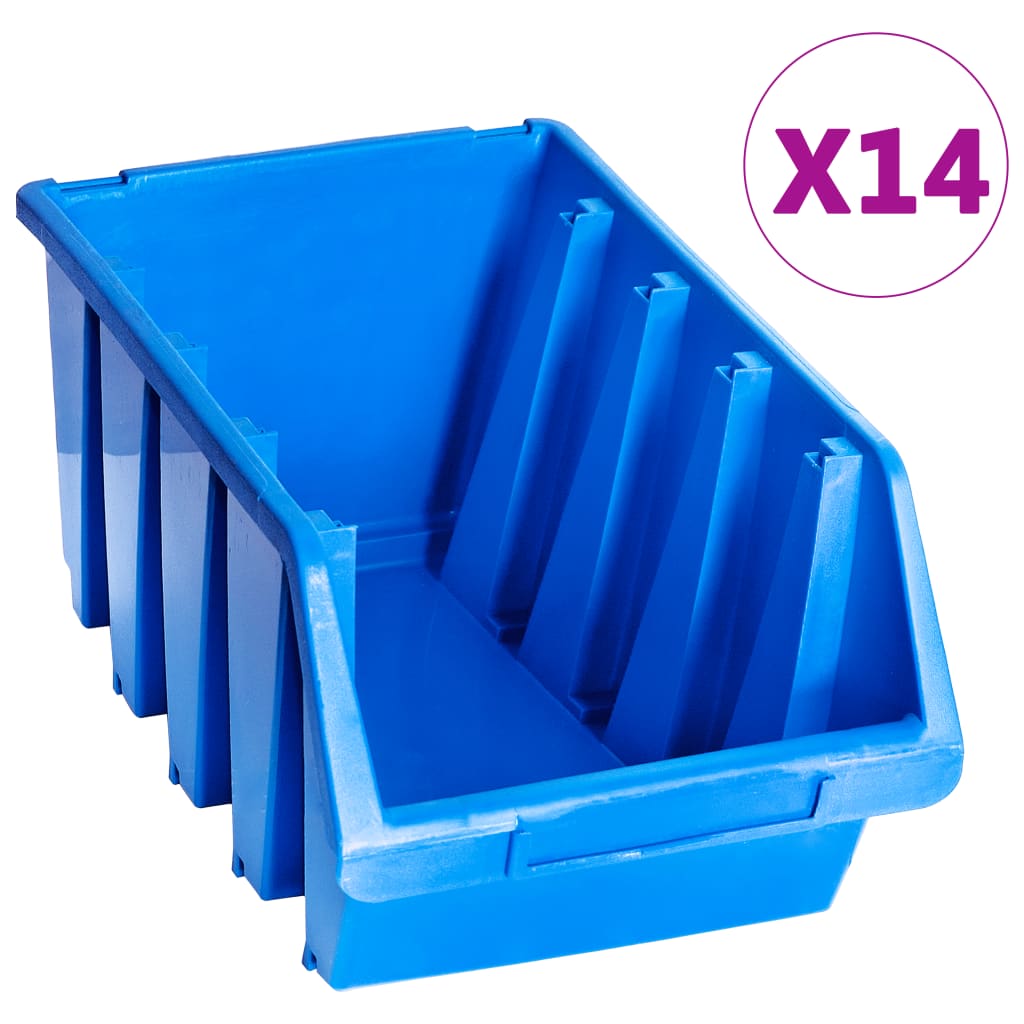 Stohovatelné Úložné Zásobníky 20 Ks Modré Plast