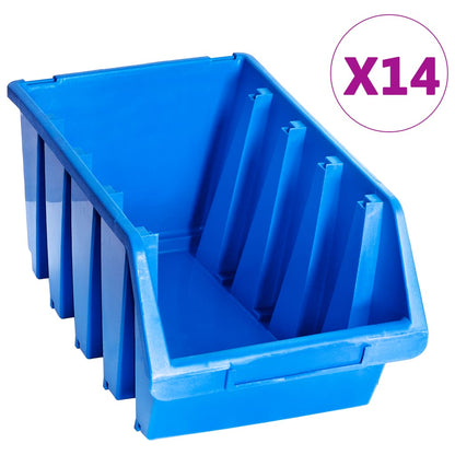 Stohovatelné Úložné Zásobníky 20 Ks Modré Plast
