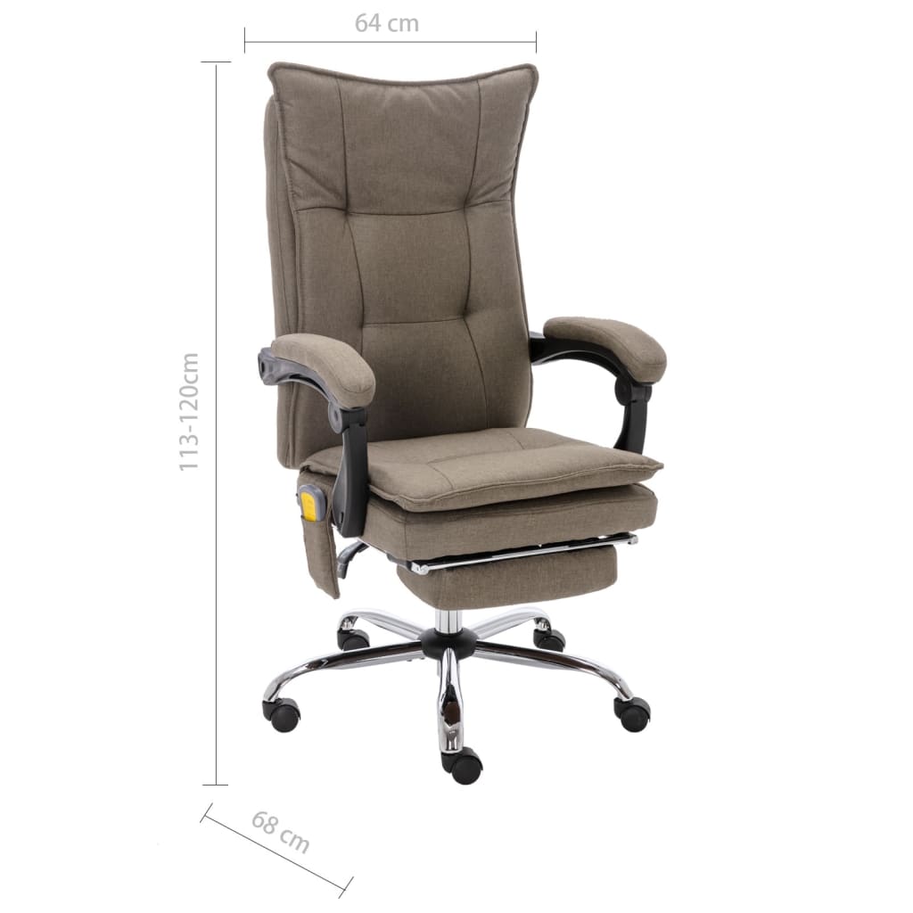 Masážní Kancelářská Židle Taupe Textil