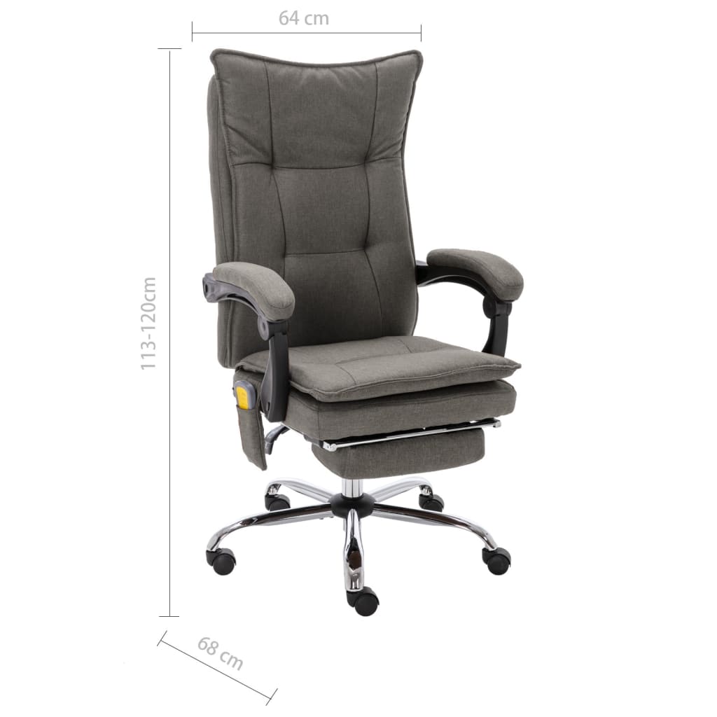 Masážní Kancelářská Židle Šedá Textil