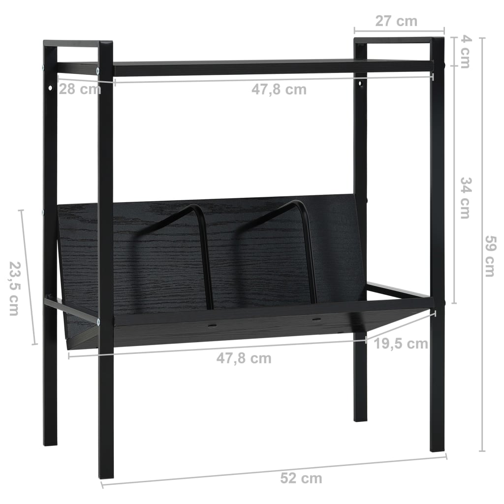 Knihovna Se 2 Policemi Černá 52 X 28 X 59 Cm Kompozitní Dřevo