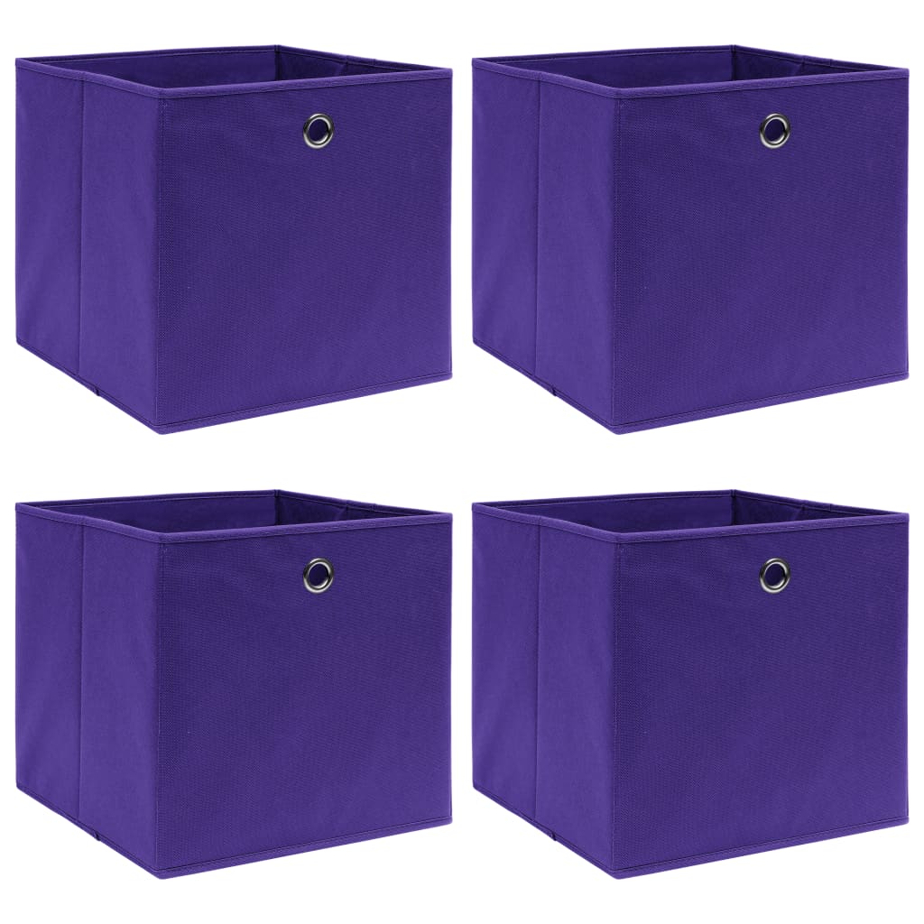 Úložné Boxy 4 Ks Fialové 32 X 32 X 32 Cm Textil