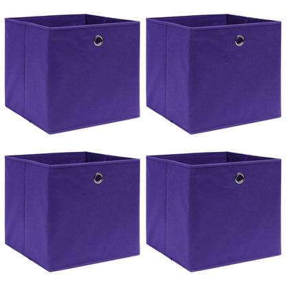 Úložné Boxy 4 Ks Fialové 32 X 32 X 32 Cm Textil