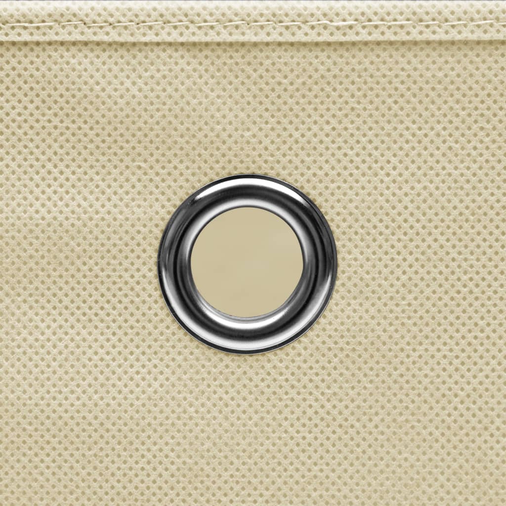 Úložné Boxy S Víky 4 Ks Krémové 32 X 32 X 32 Cm Textil