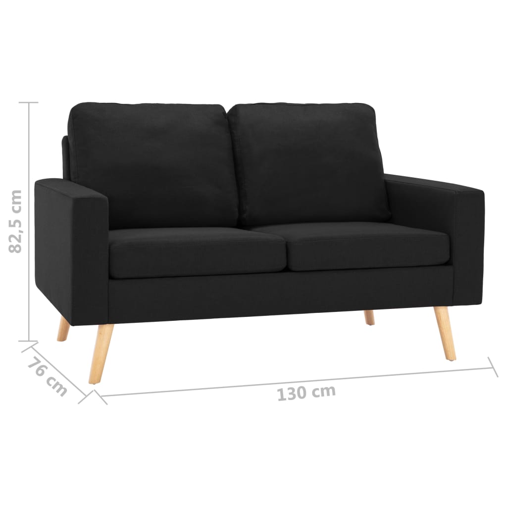 2Místná Pohovka Černá Textil