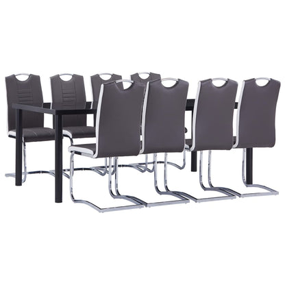 9Dílný Jídelní Set Umělá Kůže Bílý