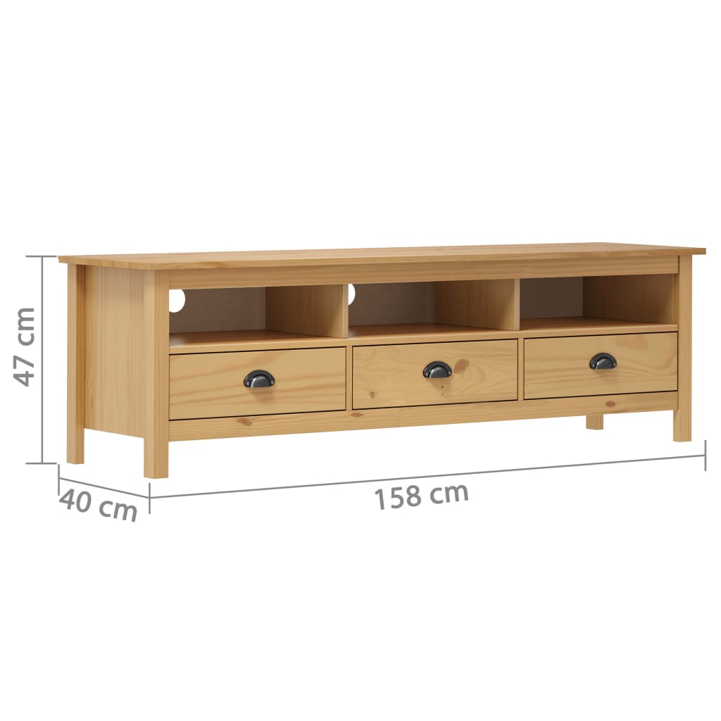 Tv Stolek Hill Medově Hnědý 158X40X47 Cm Masivní Borové Dřevo