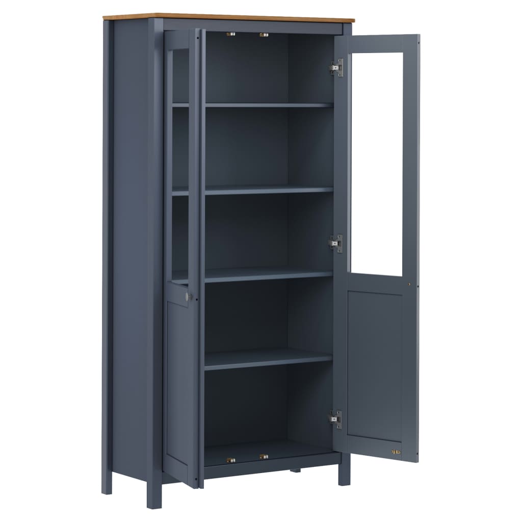 Příborník Hill Šedý 85 X 37 X 170,5 Cm Masivní Borové Dřevo