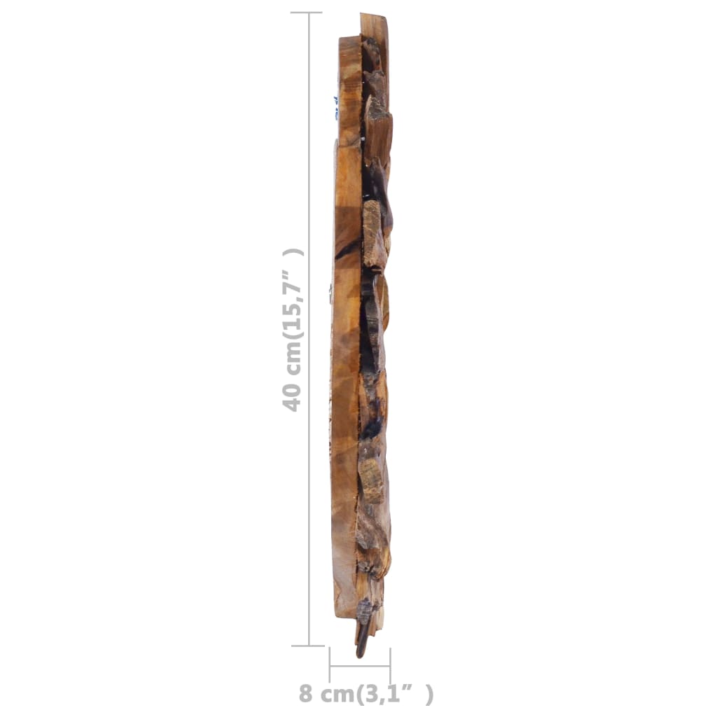 Nástěnné Zrcadlo 40 Cm Teak Kulaté