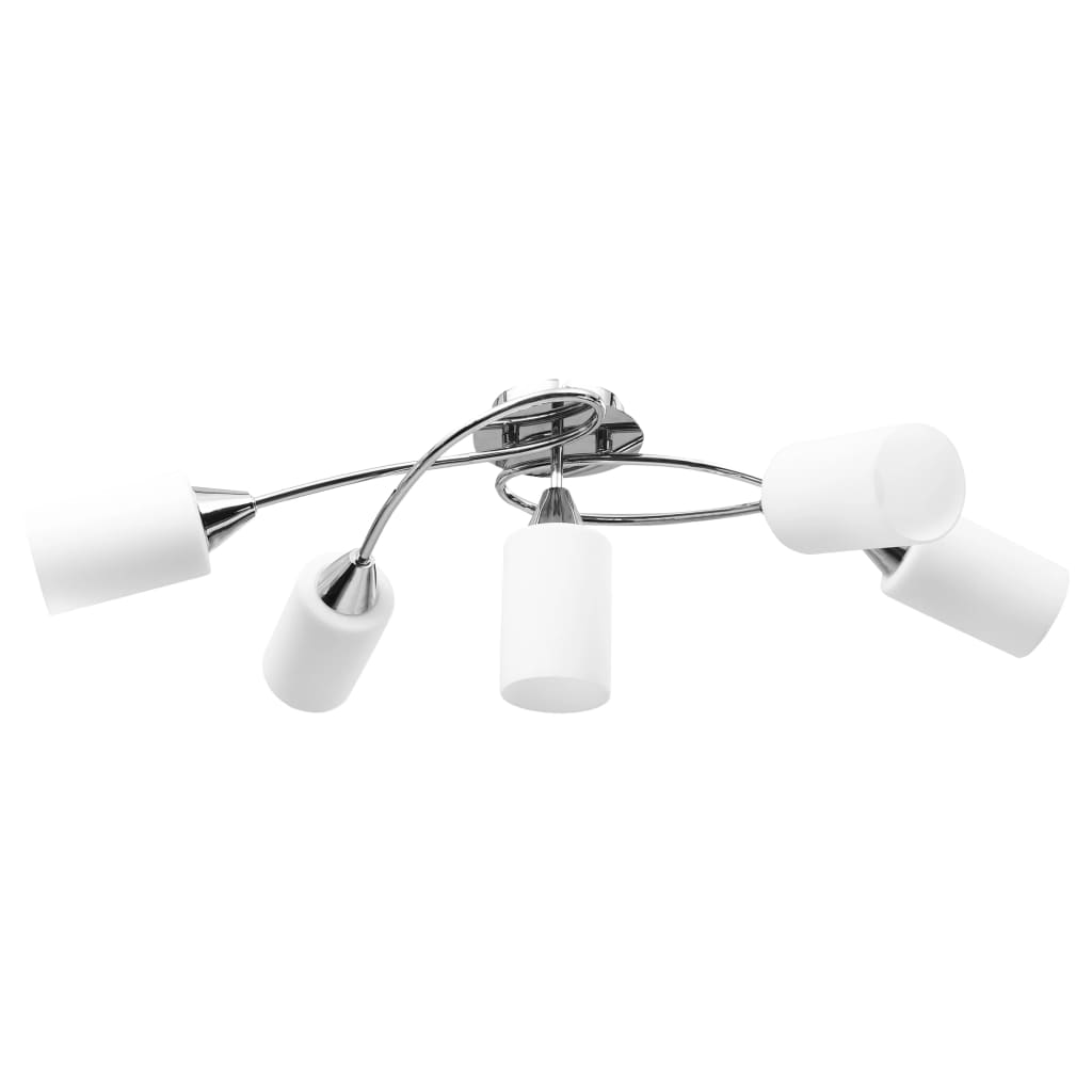 Stropní Svítidlo S Keramickými Stínidly Na 5 Žárovek E14 Bílé
