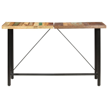 9Dílný Barový Set Masivní Recyklované Dřevo A Pravá Kůže