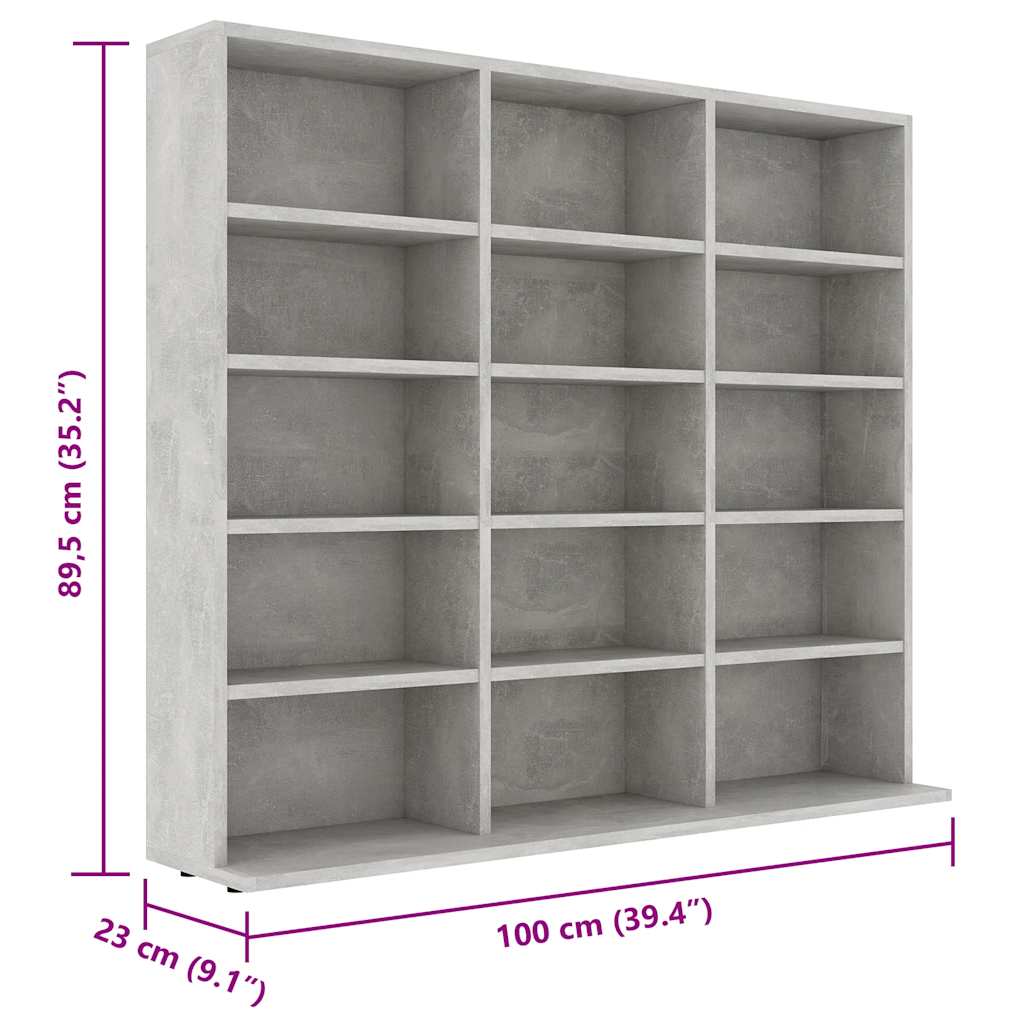 Skříňka Na Cd Betonově Šedá 100 X 23 X 89,5 Cm Kompozitní Dřevo