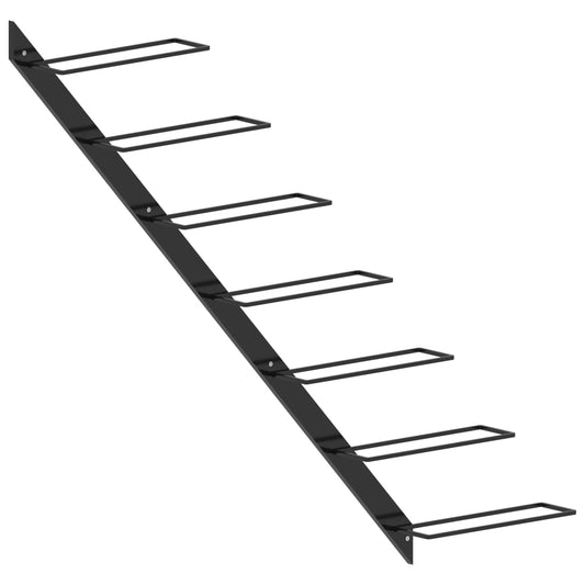 Nástěnný Stojan Na Víno Na 7 Lahví Černý Kov