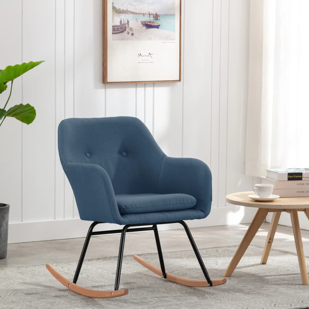 Houpací Křeslo Modré Textil