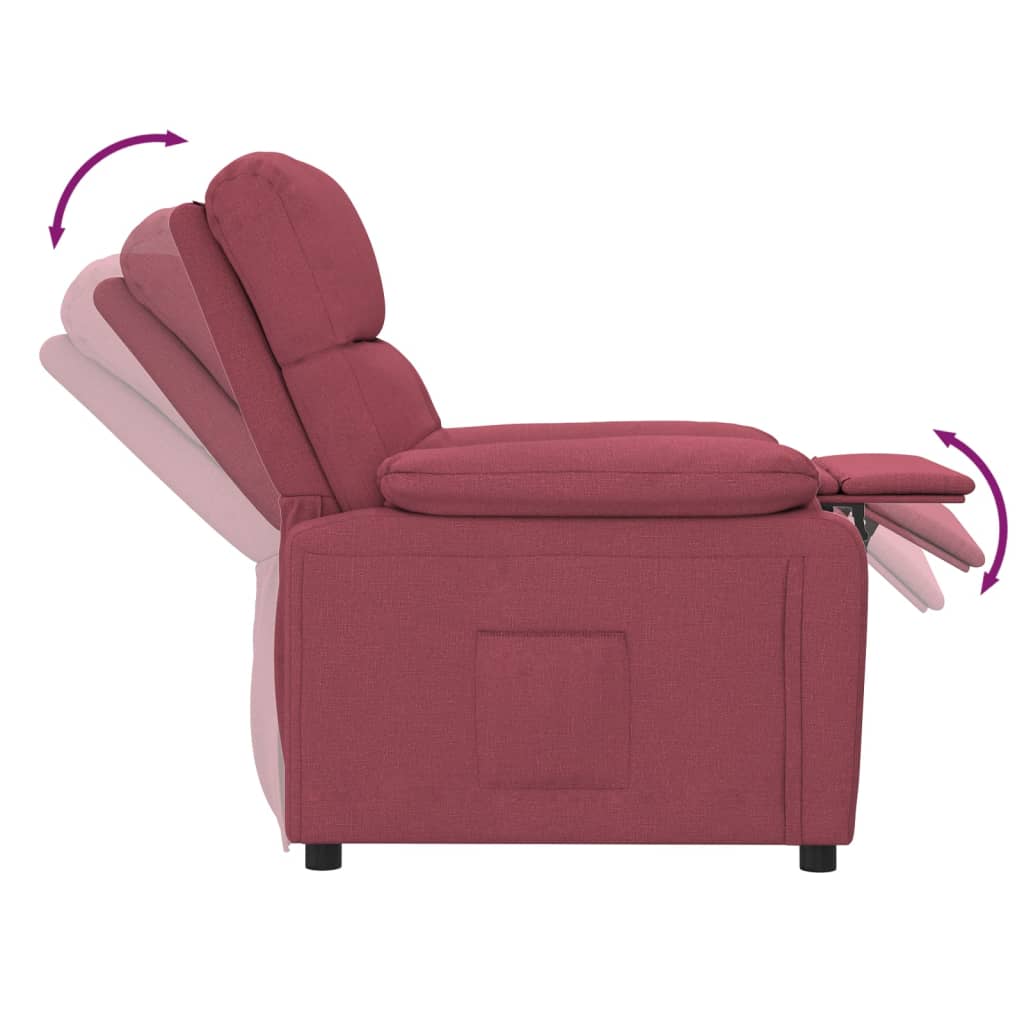 Polohovací Křeslo Vínové Textil