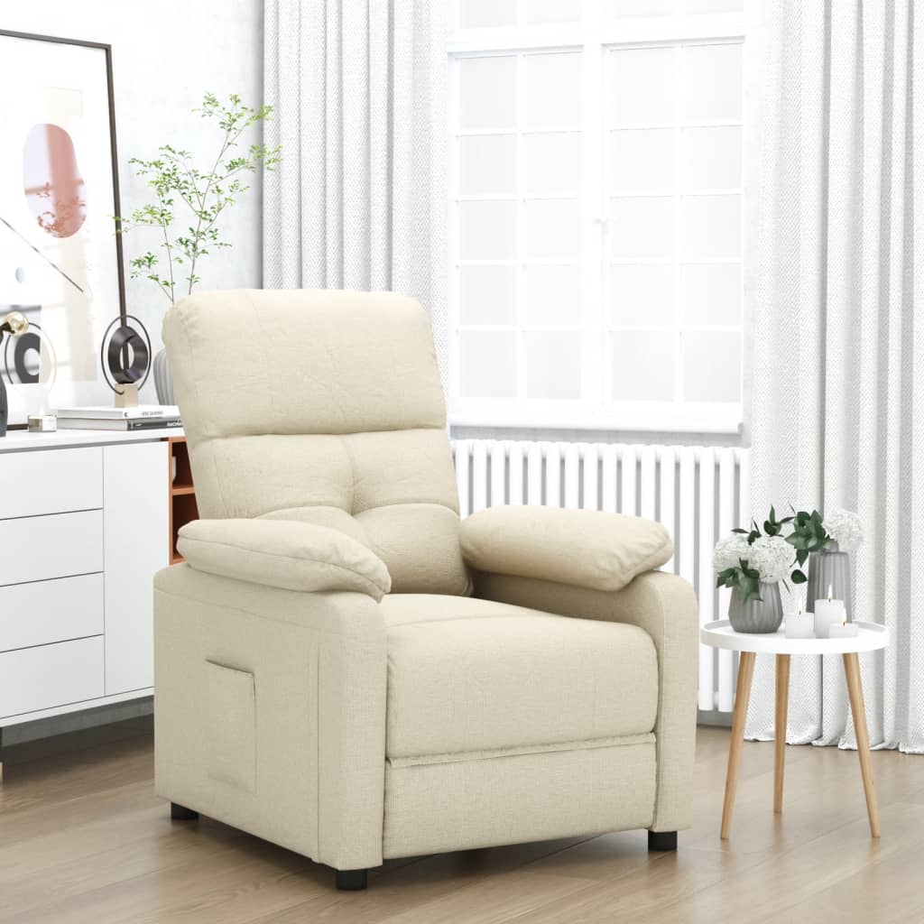 Polohovací Křeslo Krémové Textil