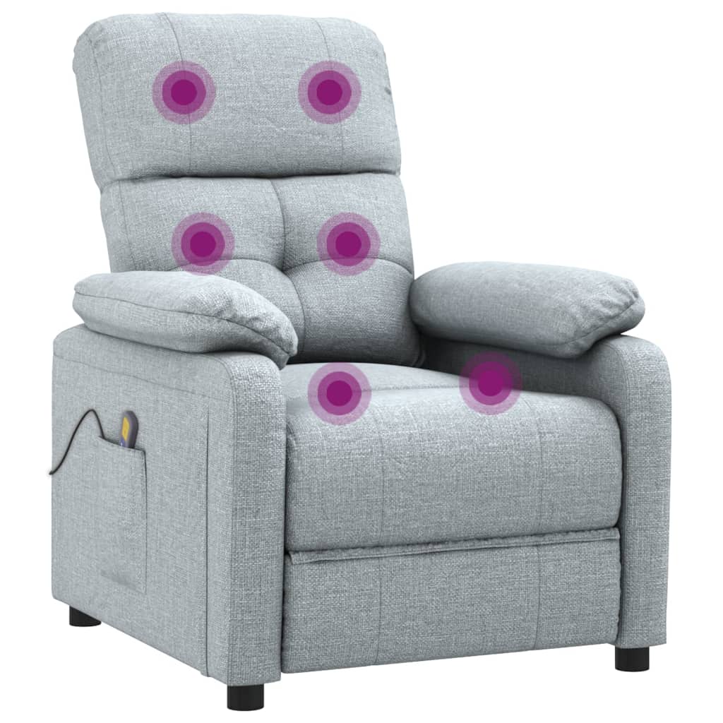 Masážní Křeslo Světle Šedé Textil