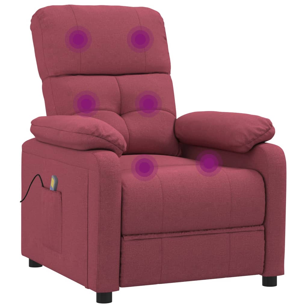 Masážní Křeslo Vínové Textil
