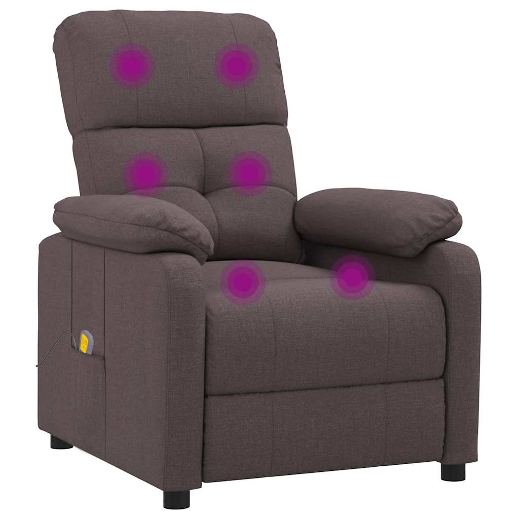 Masážní Křeslo Tmavě Hnědé Textil