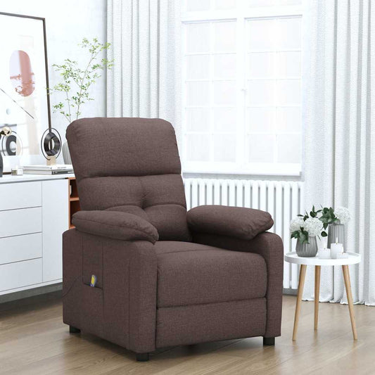 Masážní Křeslo Tmavě Hnědé Textil