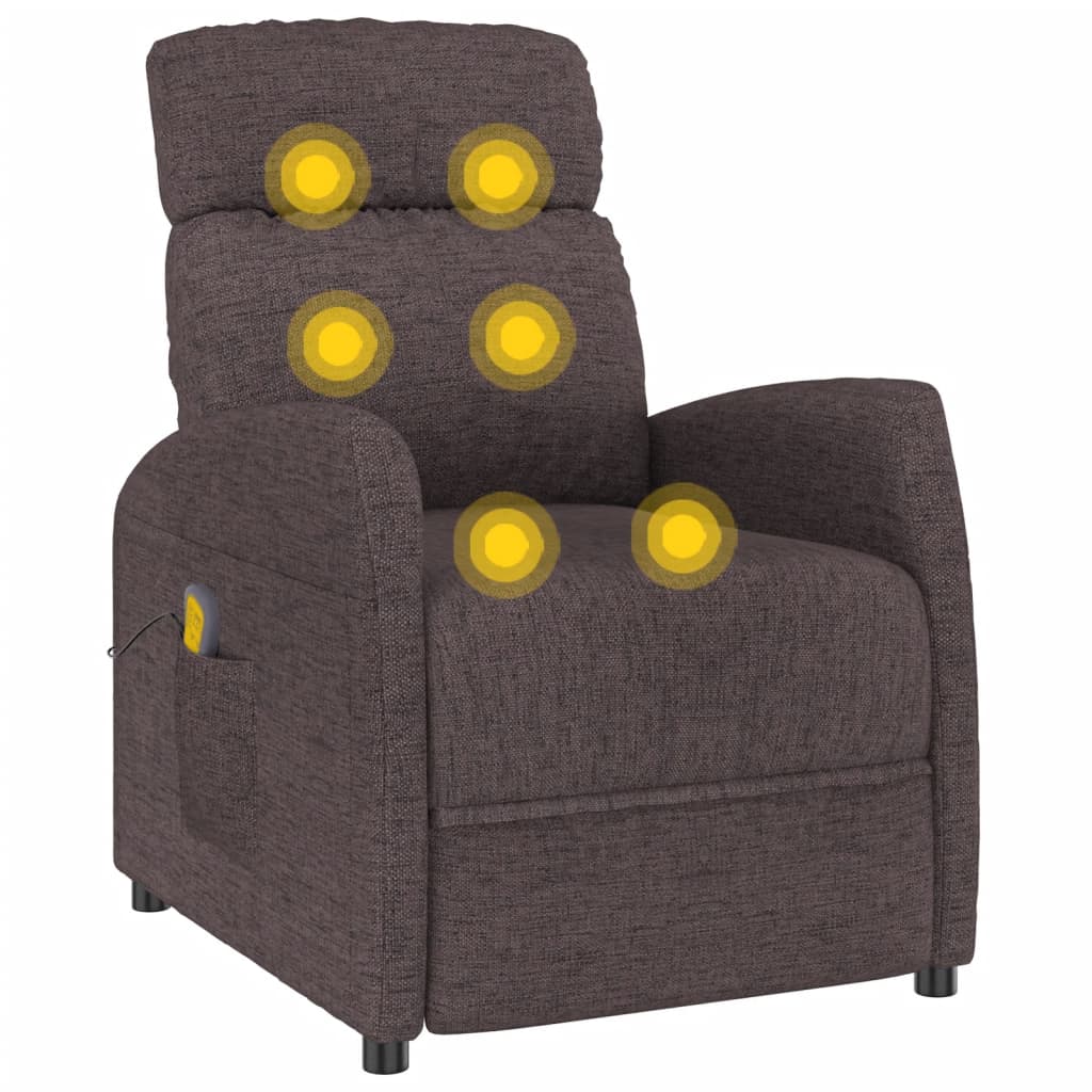 Masážní Křeslo Tmavě Hnědé Textil