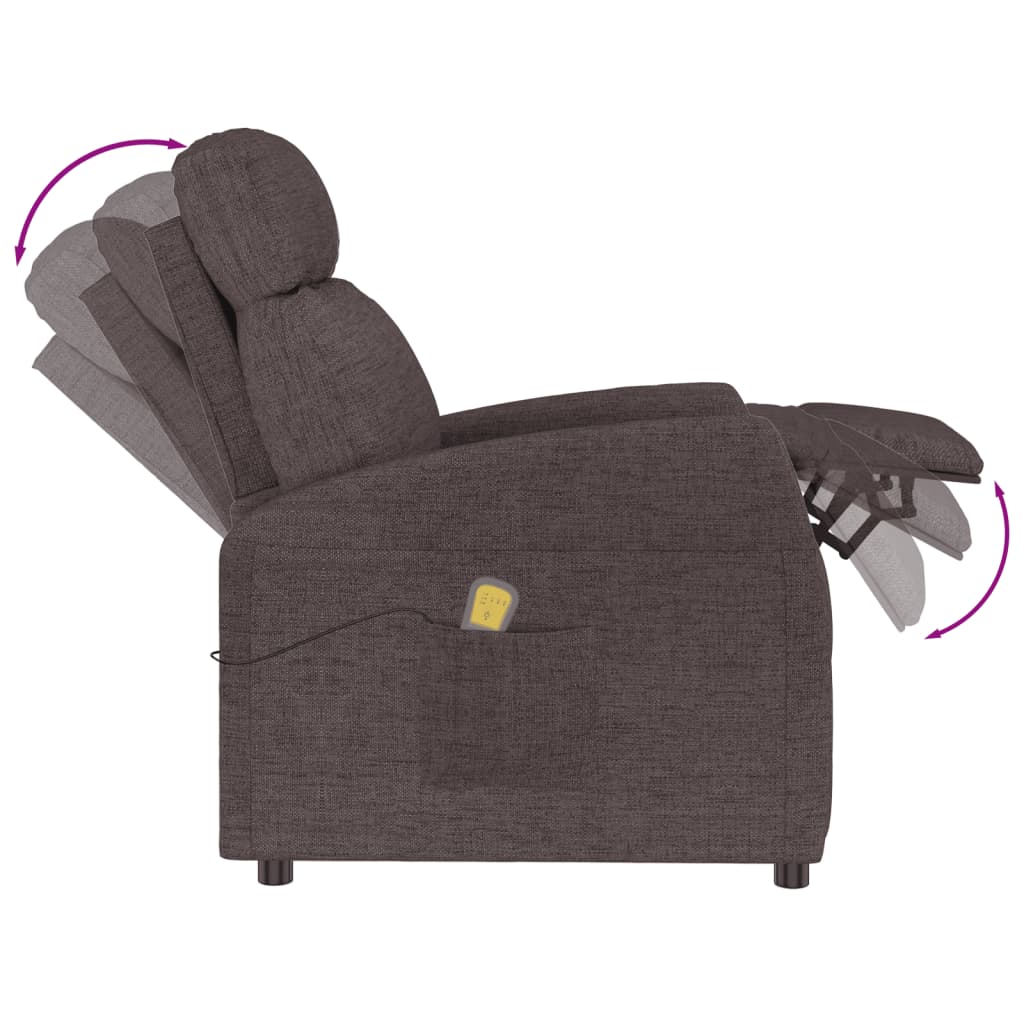 Masážní Křeslo Tmavě Hnědé Textil