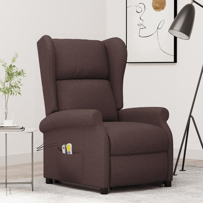 Zvedací Masážní Křeslo Hnědé Textil