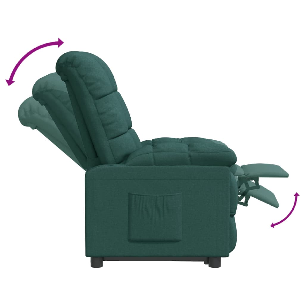 Polohovací Křeslo Tmavě Zelené Textil