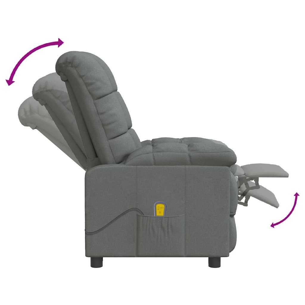 Masážní Křeslo Tmavě Šedé Textil