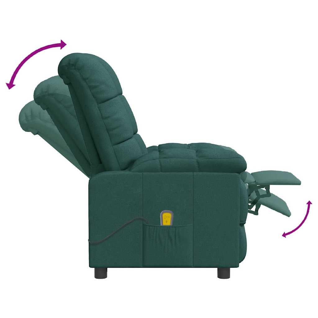 Masážní Křeslo Tmavě Zelené Textil