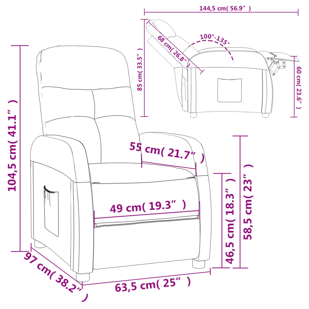 Polohovací Křeslo Krémové Textil