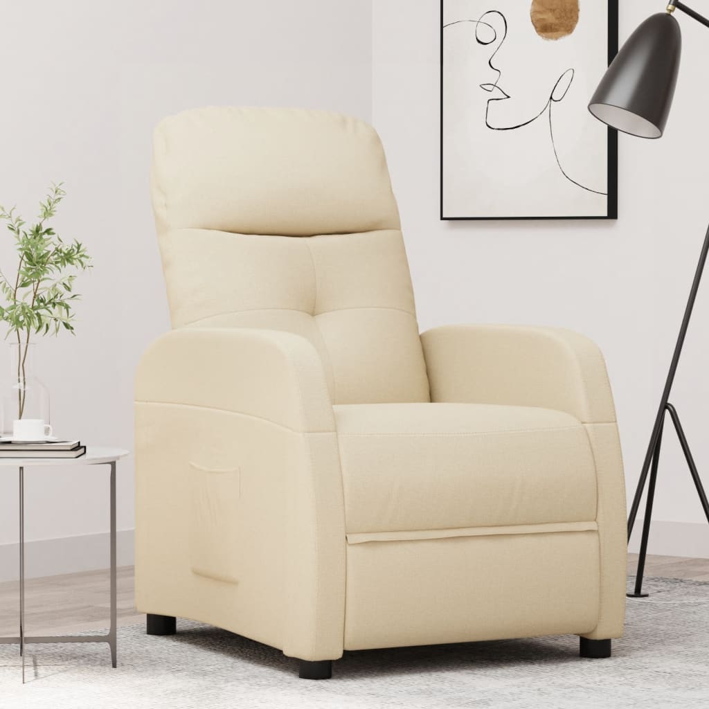 Polohovací Křeslo Krémové Textil