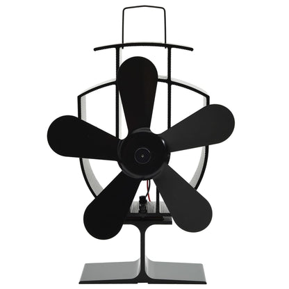 Teplem Poháněný Ventilátor Na Kamna 5 Lopatek Černý