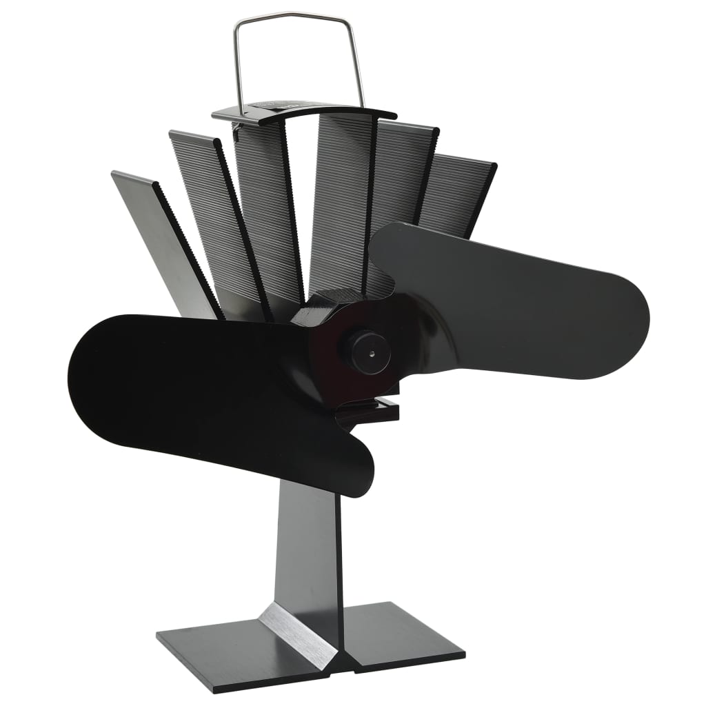 Teplem Poháněný Ventilátor Na Kamna 5 Lopatek Černý