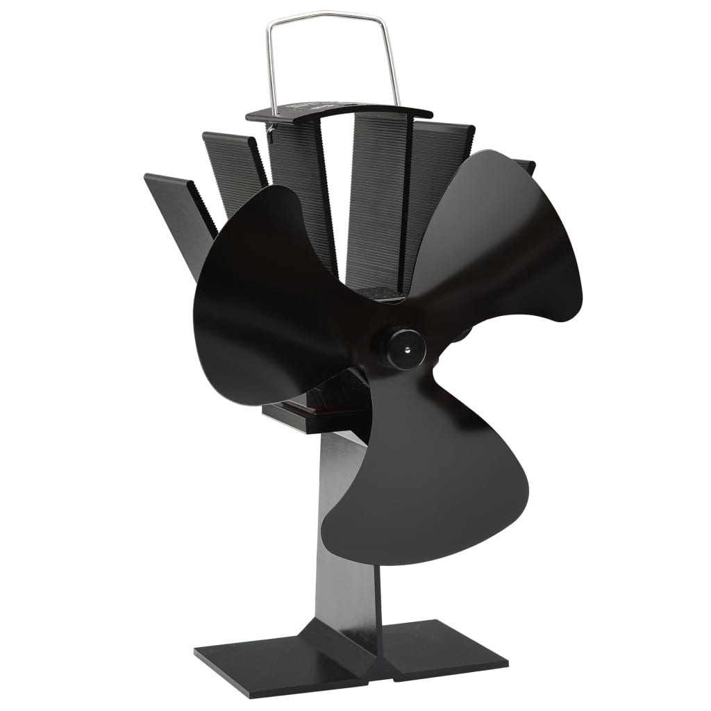 Teplem Poháněný Ventilátor Na Kamna 5 Lopatek Černý