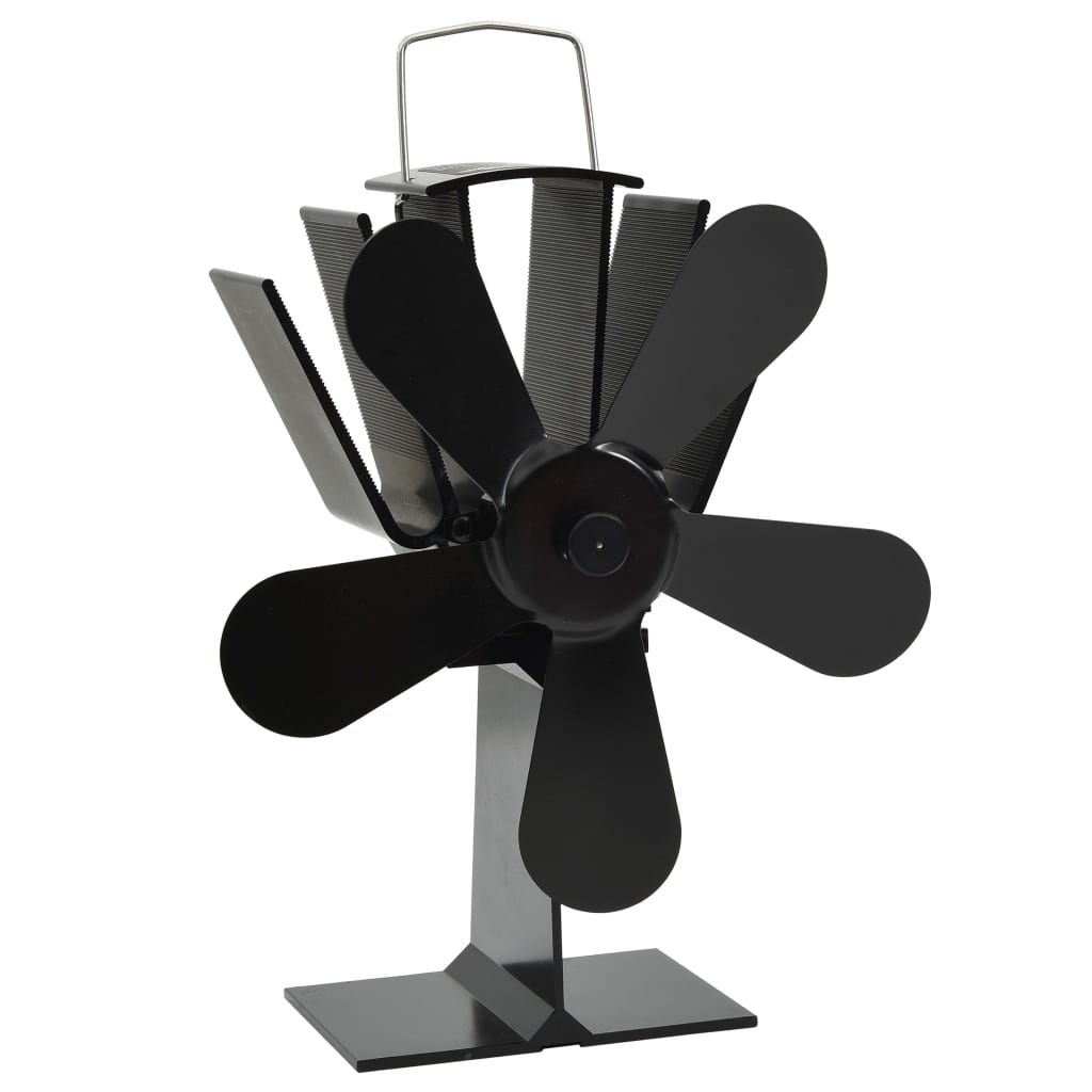 Teplem Poháněný Ventilátor Na Kamna 5 Lopatek Černý