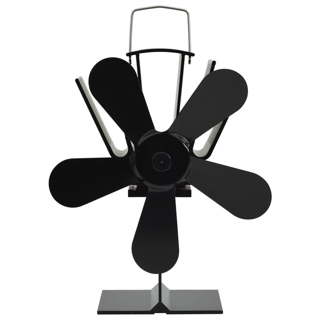 Teplem Poháněný Ventilátor Na Kamna 5 Lopatek Černý