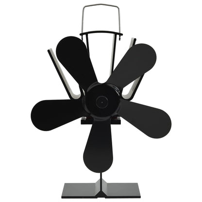 Teplem Poháněný Ventilátor Na Kamna 5 Lopatek Černý