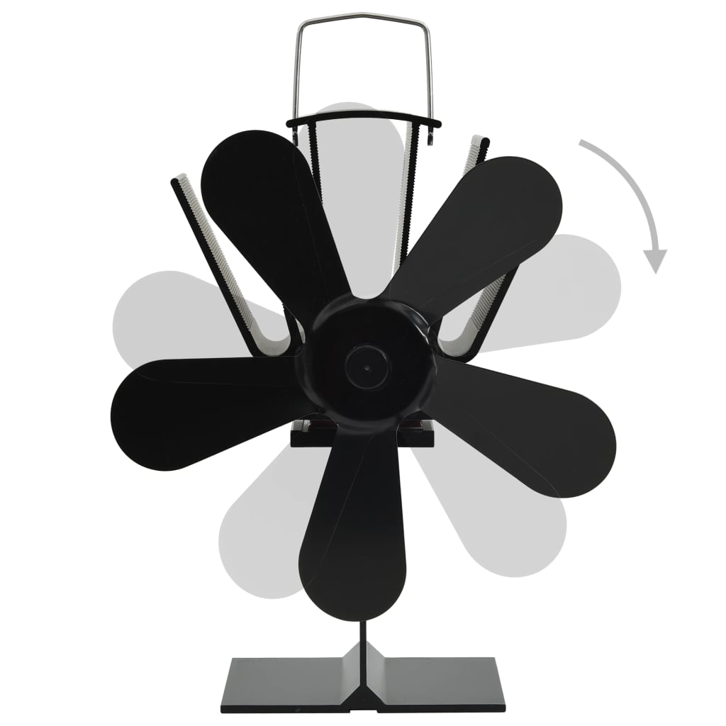 Teplem Poháněný Ventilátor Na Kamna 5 Lopatek Černý