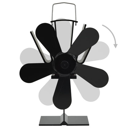 Teplem Poháněný Ventilátor Na Kamna 5 Lopatek Černý
