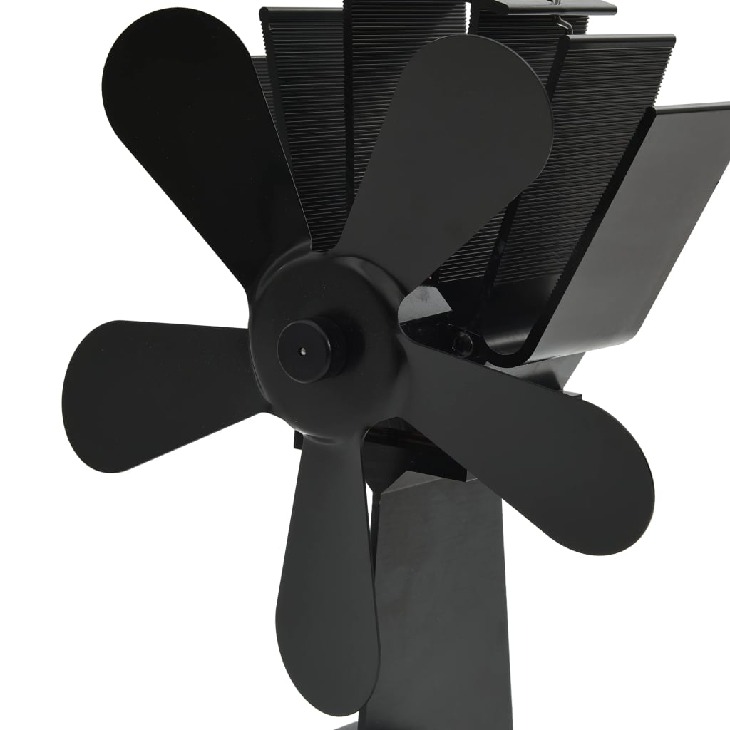 Teplem Poháněný Ventilátor Na Kamna 5 Lopatek Černý
