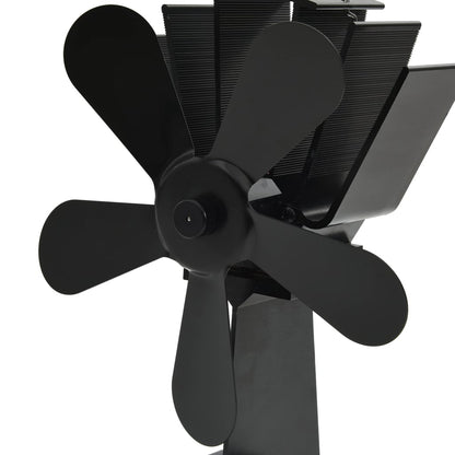 Teplem Poháněný Ventilátor Na Kamna 5 Lopatek Černý