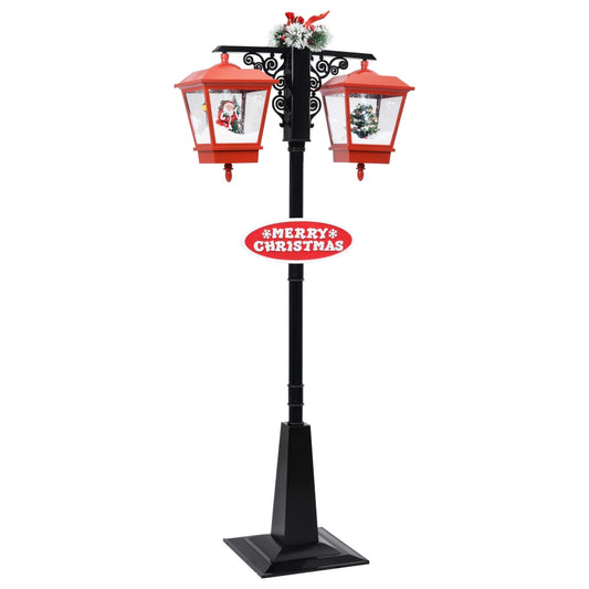 Vánoční pouliční lampa se Santou černo-červená 81x40x188 cm PVC